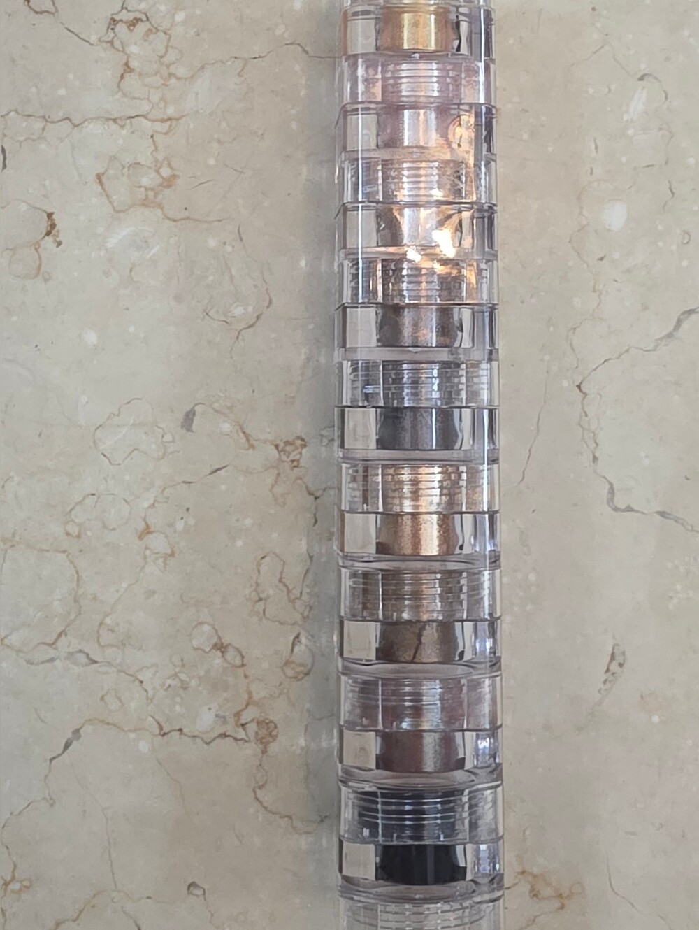 Clear Stackable Metallic Accent Jars - Set in Silver and Rose Gold